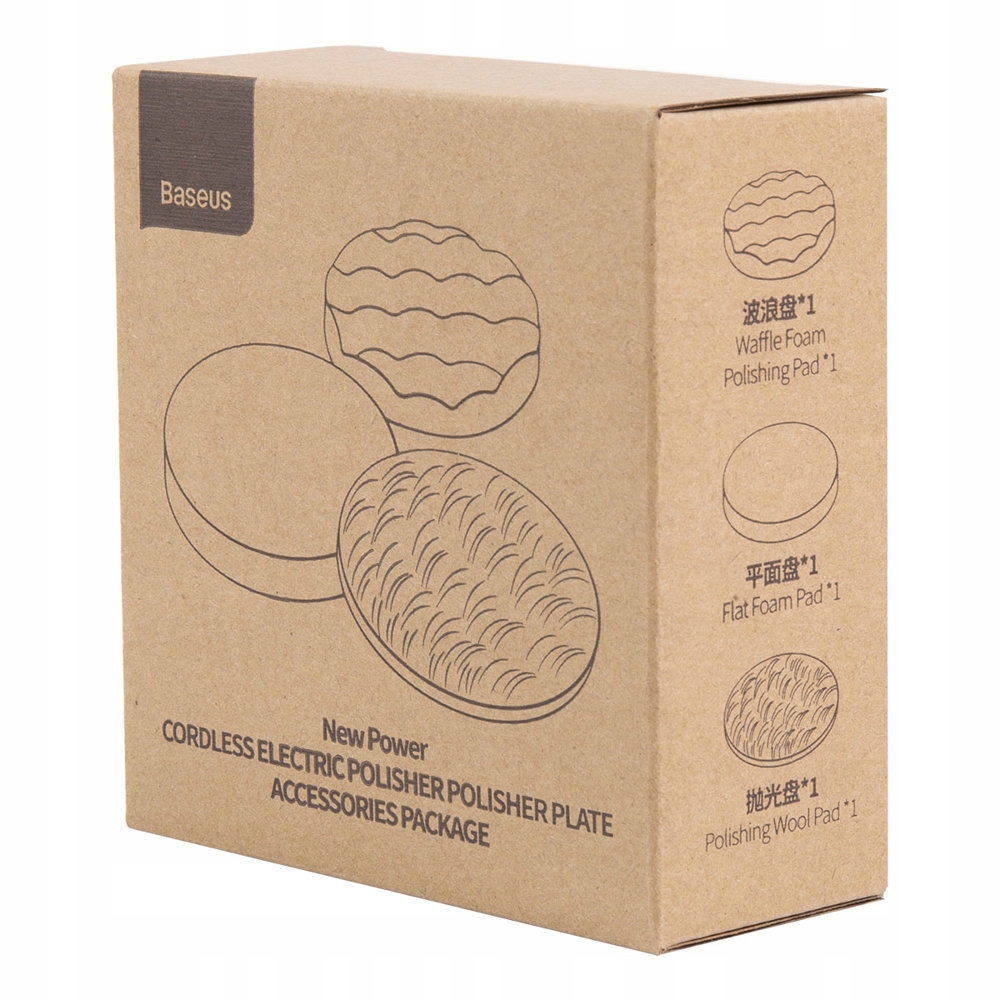 BASEUS ZESTAW NAKŁADEK GĄBEK DO MASZYNY POLERSKIEJ POLERKI CRDLQ-B01 3 SZT Waga produktu z opakowaniem jednostkowym 0.2 kg