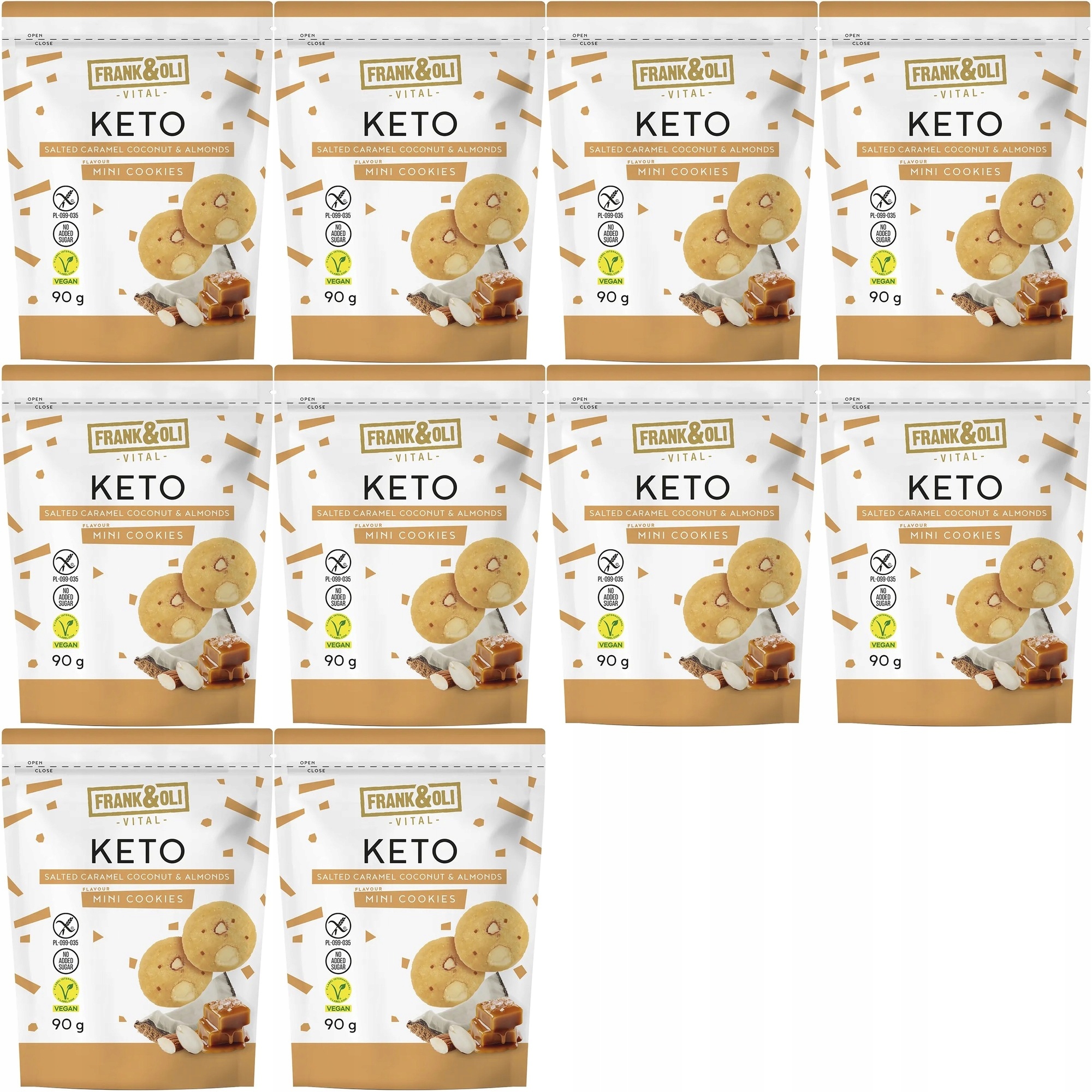 Zestaw ciasteczek Frank&Oli Mini ciasteczka Słony Karmel, Kokos i 10 szt.