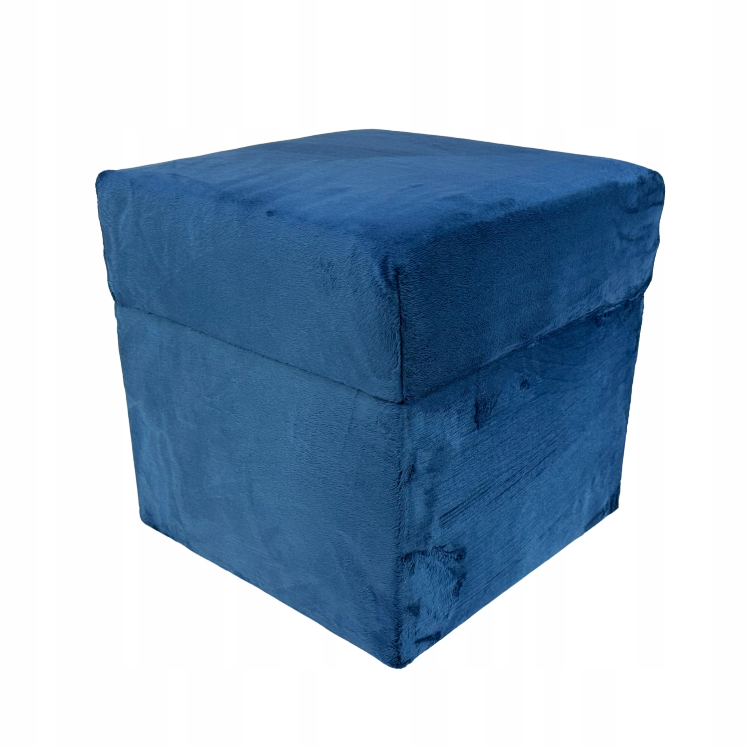 Taburet čtvercová, otevíratelná velvet minky, barva tmavě modrá