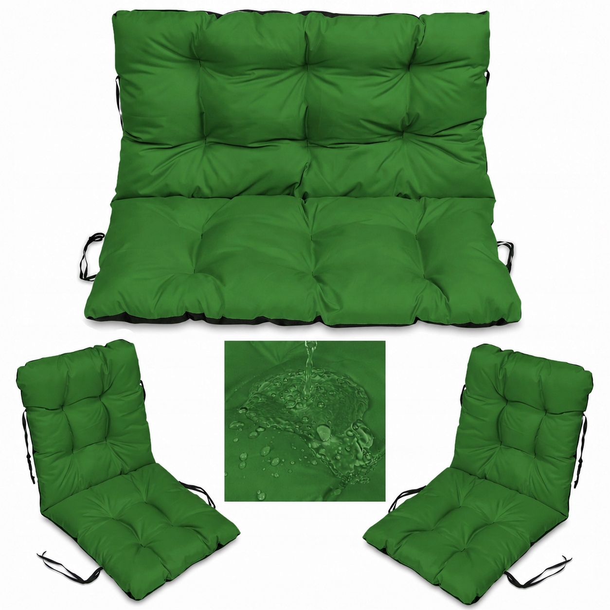 Sada zahradních polštářů na houpačku Rattan 100x60x50 2+1 Zelená