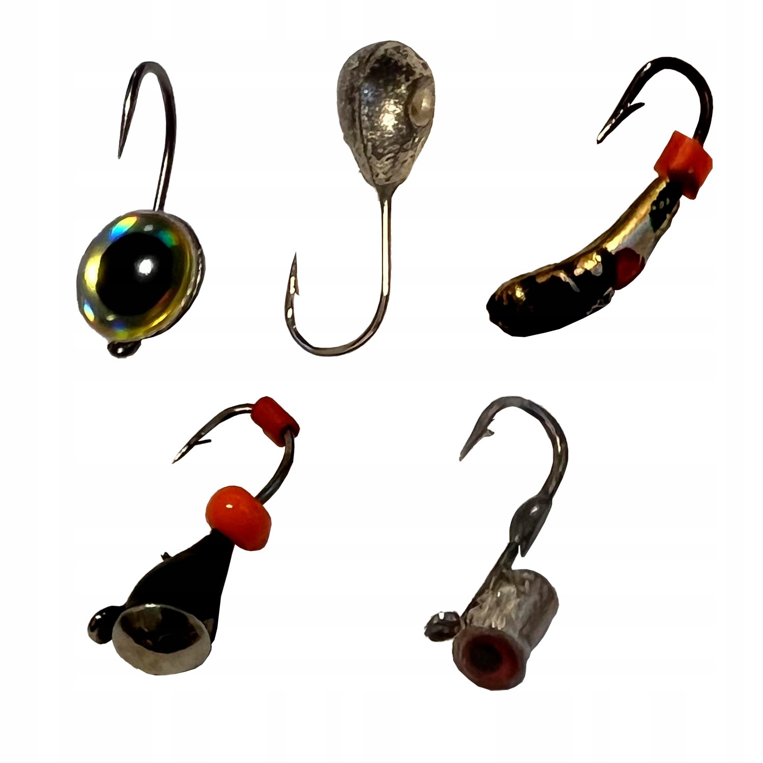 Zestaw 5 mormyszek wolframowych do podlodowego łowienia ryb 10 mm 0.2-0.6 g