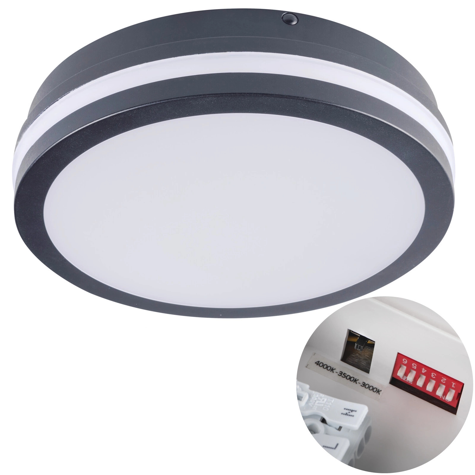 Stropní Svítidlo Led Hermetické Svítidlo Beno Cct 12/18W s pohybovým senzorem Grafit IP65