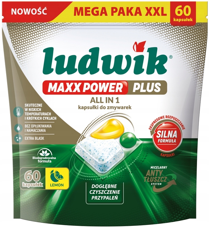 Levně Účinné kapsle tablety do myčky Lemon Maxx Power Plus 60 ks Ludwik