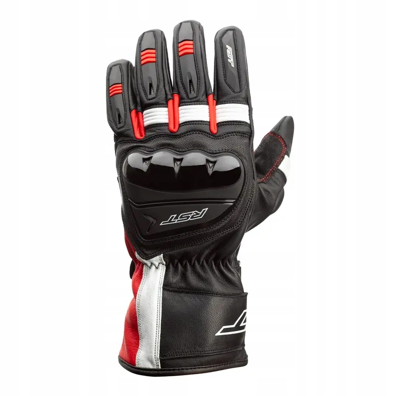 Dlhé turistické kožené motocyklové rukavice Rst Pilot Red S