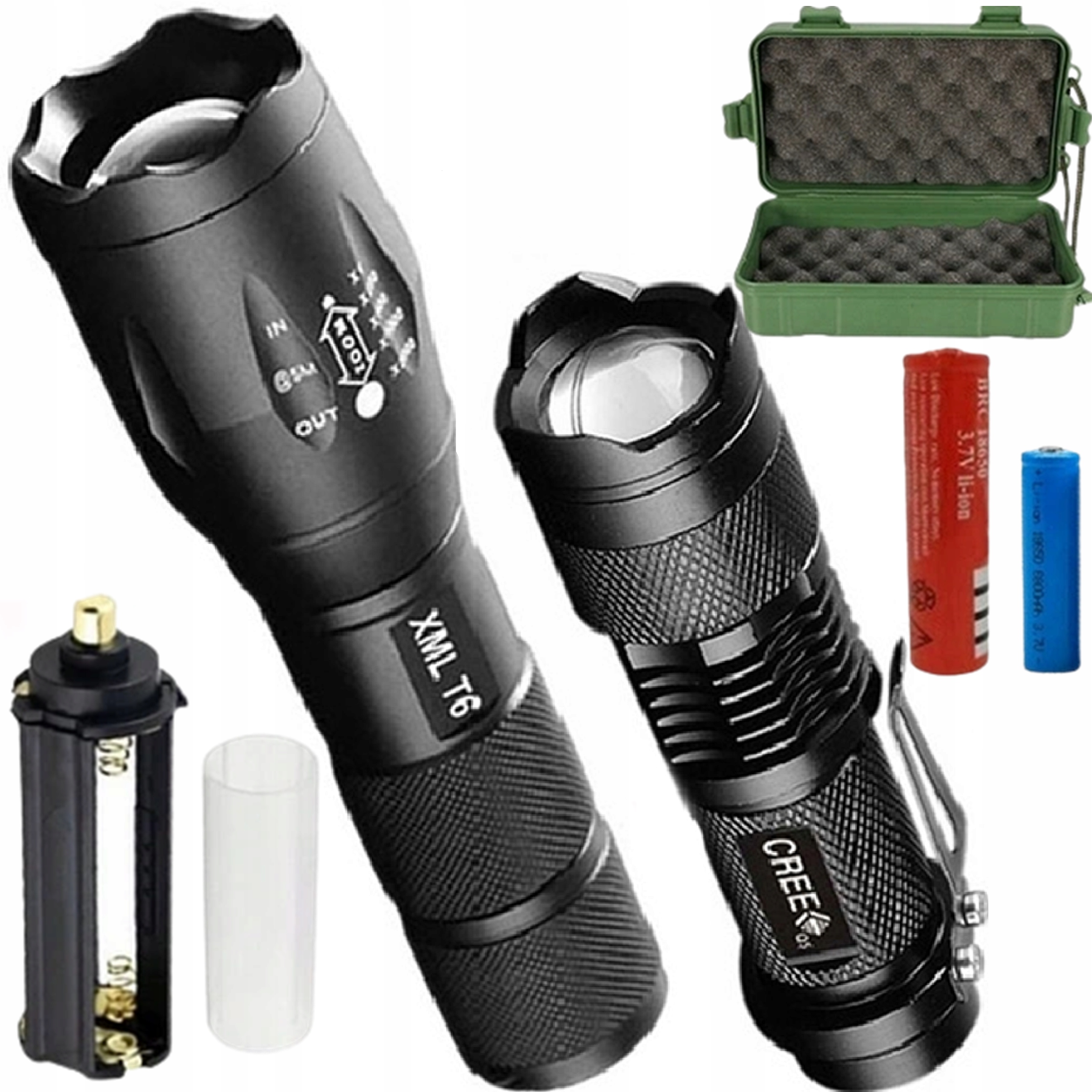 

Latarka Taktyczna Led Cree XM-L T6 Zoom 2 Szt Lux