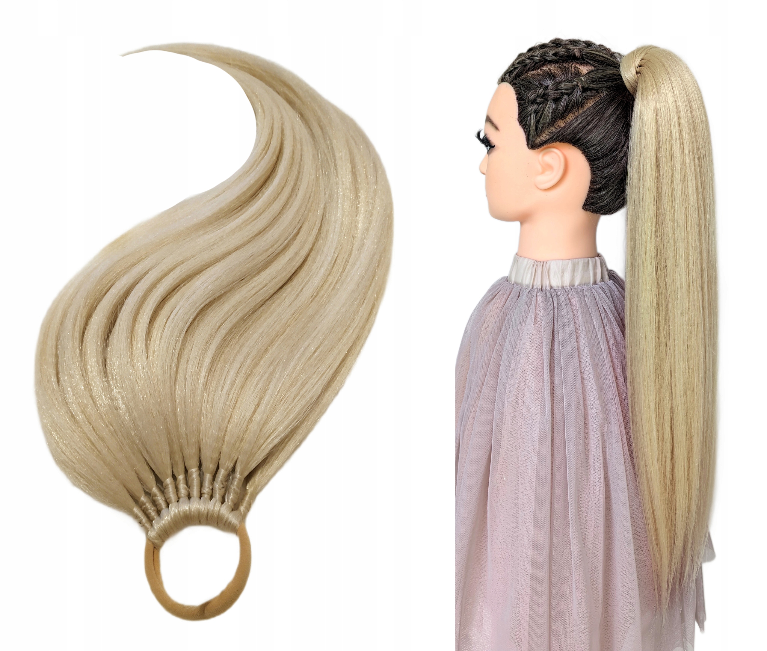 Připínací poník na gumičce, Příčesek, světle blond, Slunečná Blondýnka, 60 cm