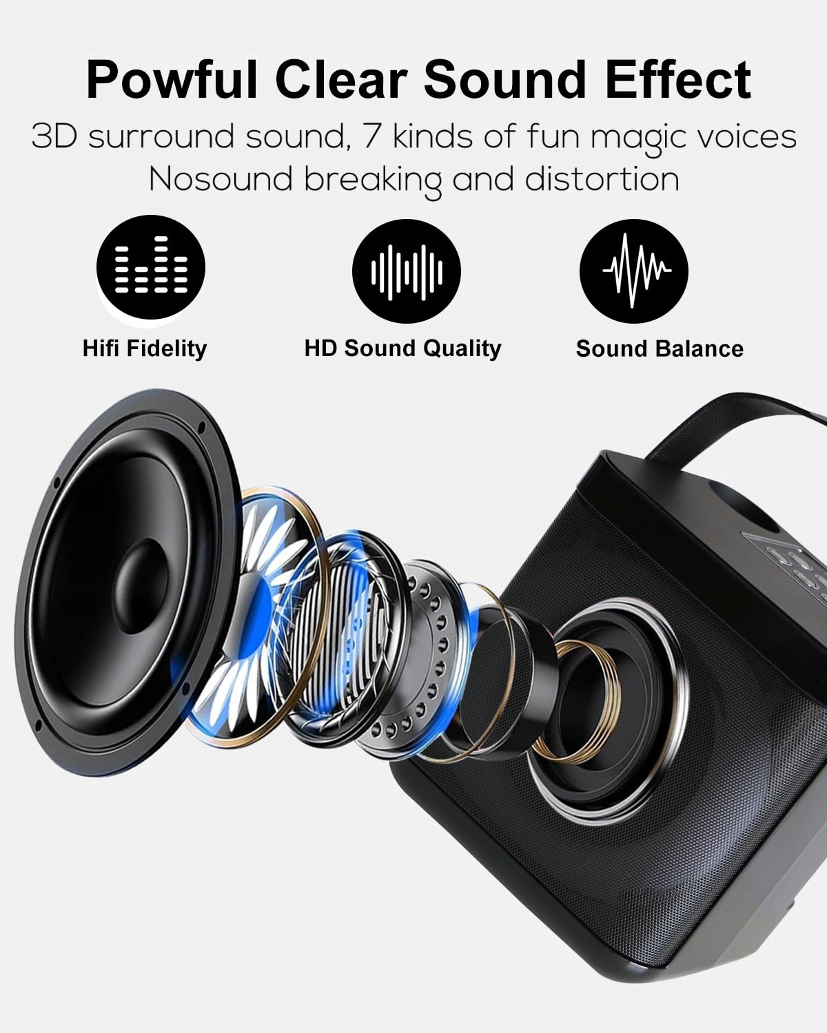KARAOKE MASZYNA Z 2 MIKROFONAMI BLUETOOTH LED DLA DZIECI I DOROSŁYCH — miniatura 2
