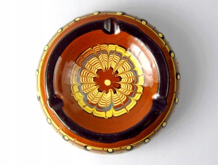 STARA RĘCZ. WYK. CERAMICZNA 'LUDOWA' POPIELNICZKA