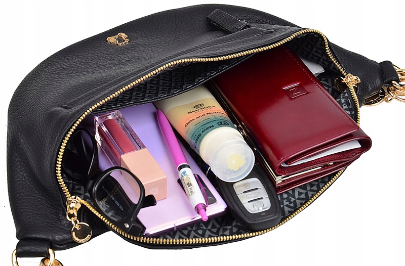 LuluCastagnette TOREBKA damska LISTONOSZKA nerka SASZETKA szeroki pasek Styl miejski