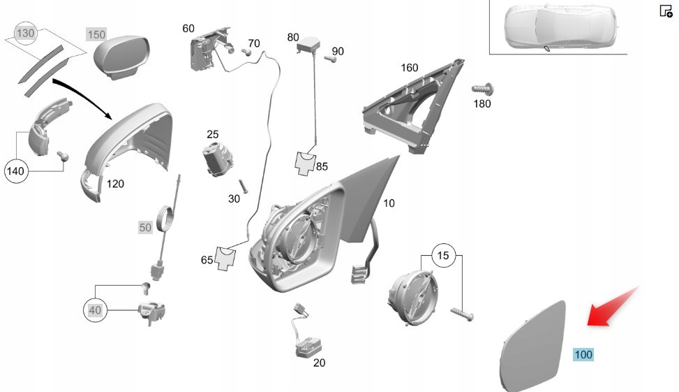 Vložka Zrcátka Levá Mercedes C 205 E W213 Glc Mercedes Oe A0998100516