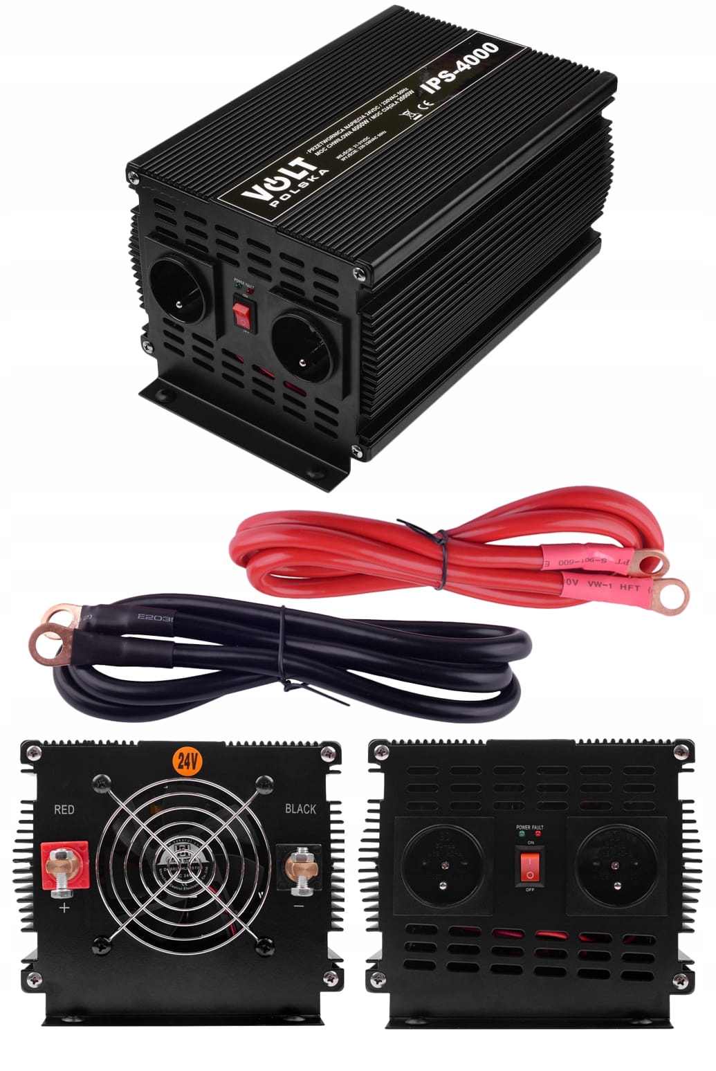 Przetwornica Tir 24V 230V 2000W/4000W Sinus Modyfikowany Grzałka Komputer