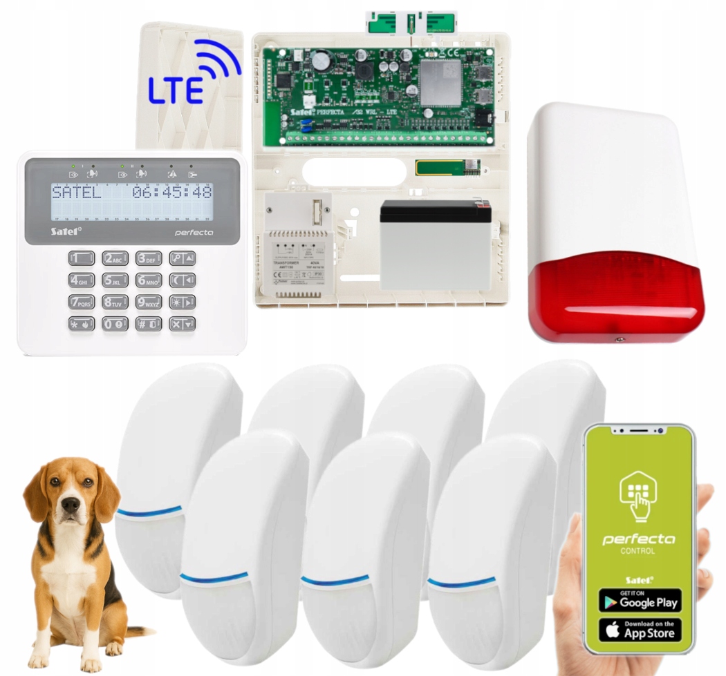 Kompletny System Alarmowy Satel Perfecta 32 Lte Set 7 Czujek Sms Aplikacja