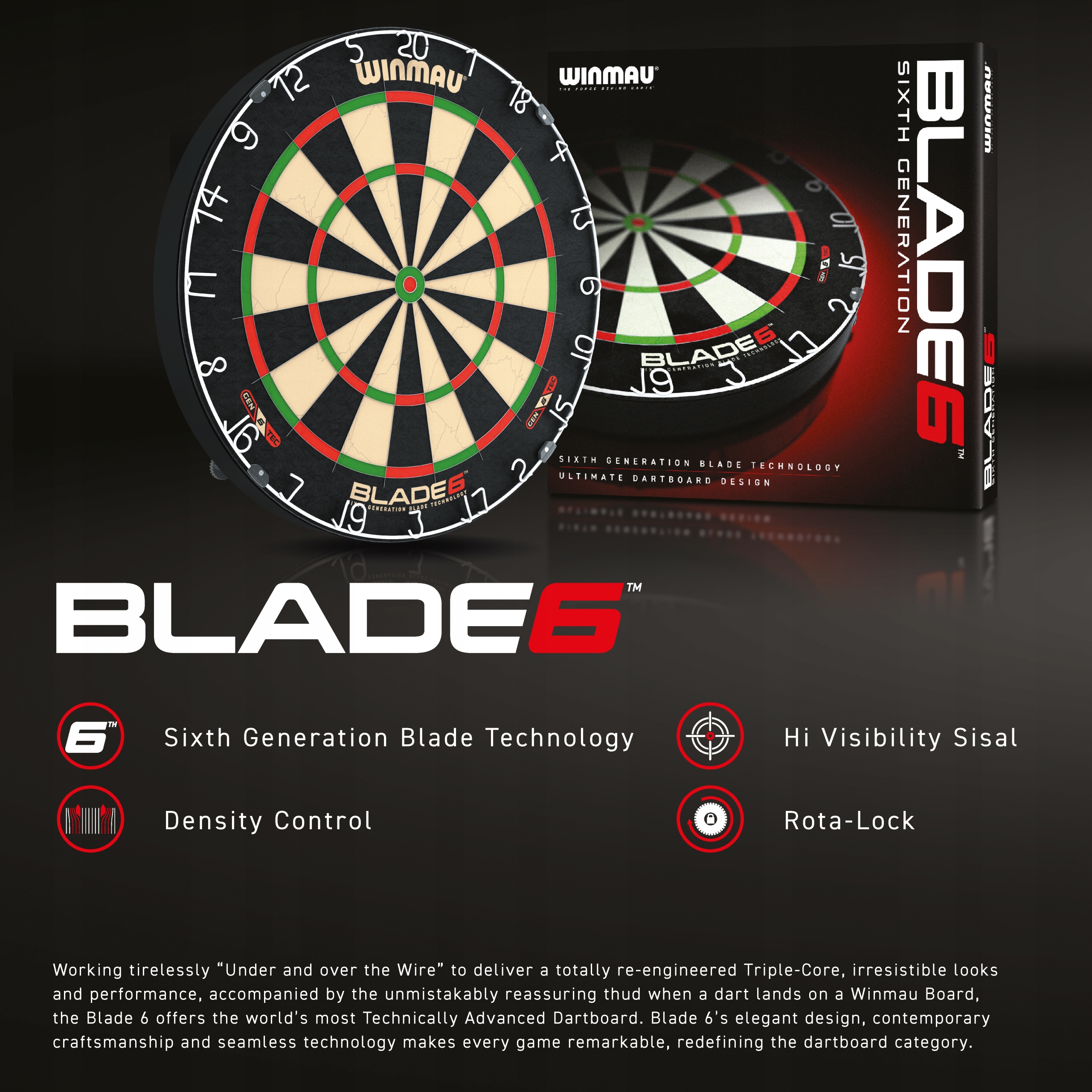 Profesjonalna Tarcza Dart Sizalowa Winmau BLADE 6 Model Blade 6