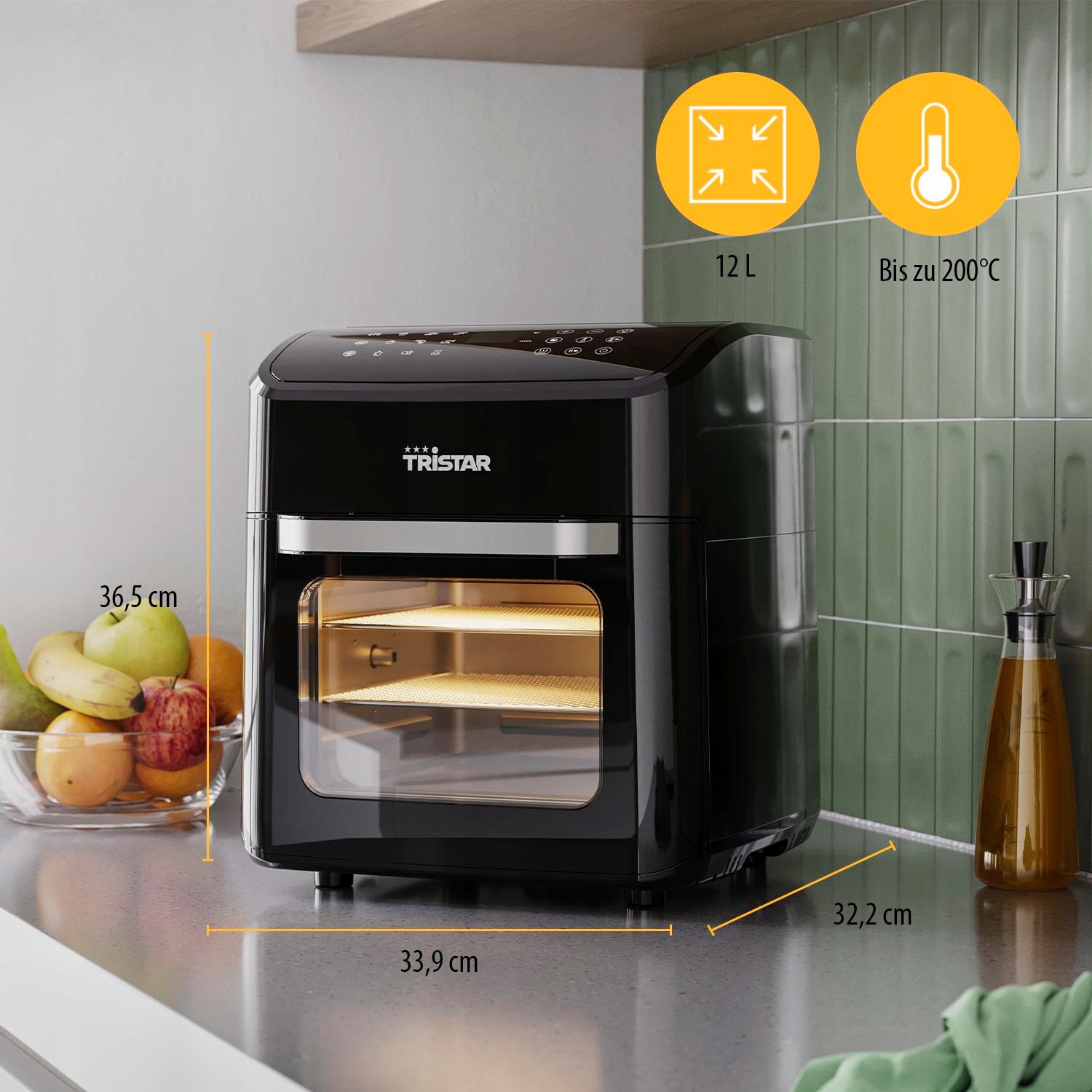 TRISTAR Mini Piekarnik Frytkownica Beztłuszczowa 2w1 12L 1800W 12 Programów — miniatura 2