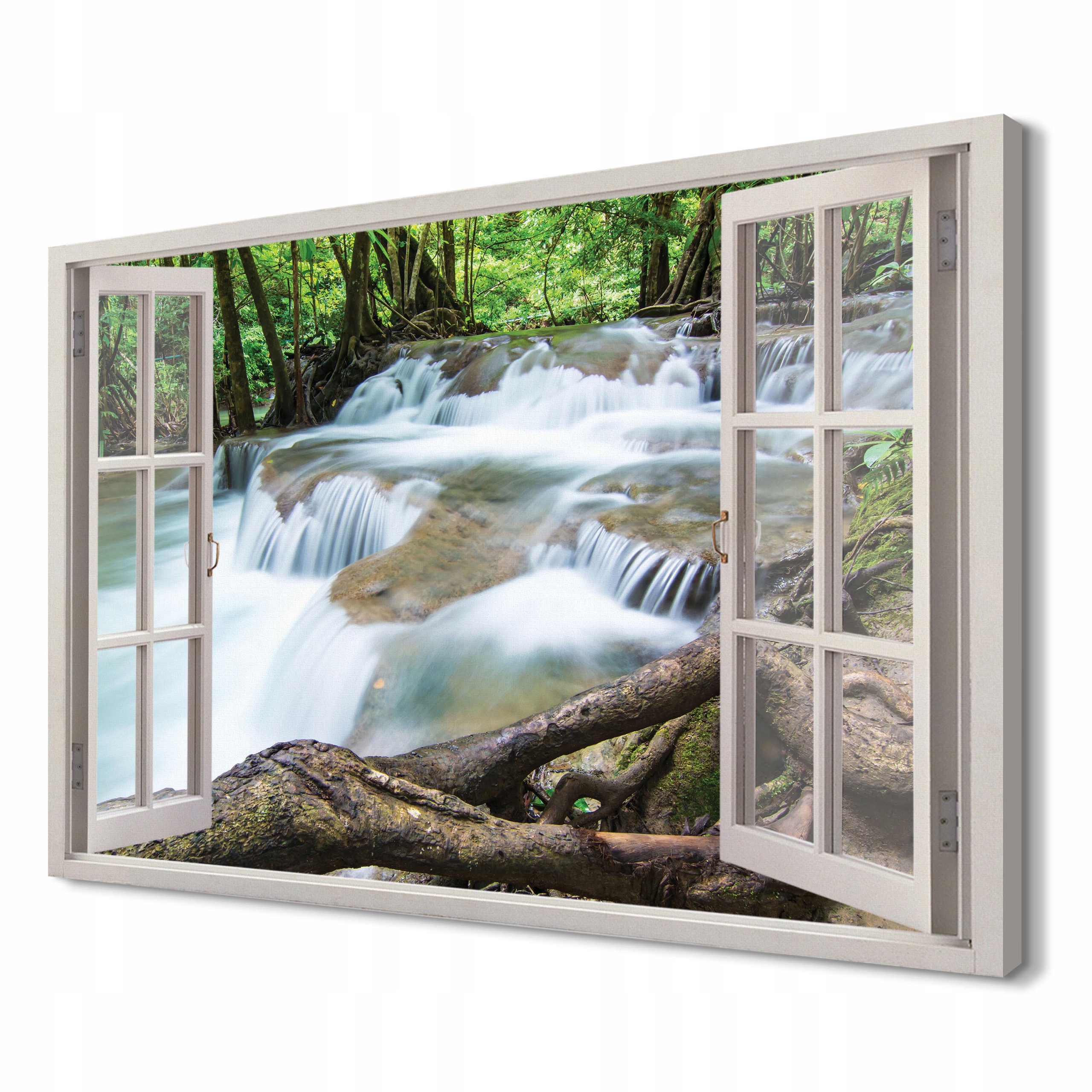 

Wodospad w lesie Fotografia na płótnie 3d 120x80