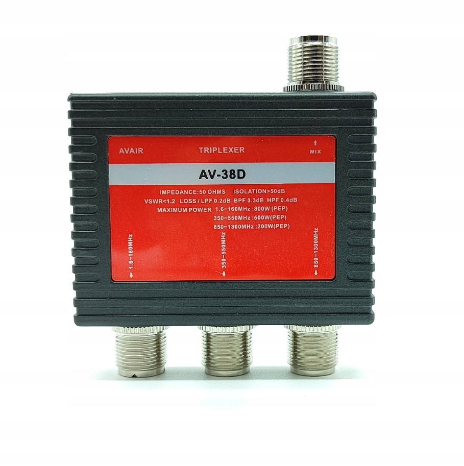 Triplexer Avair AV-38D 1.6-160/350-550/850-1300MHz triplekser np do IC-9700