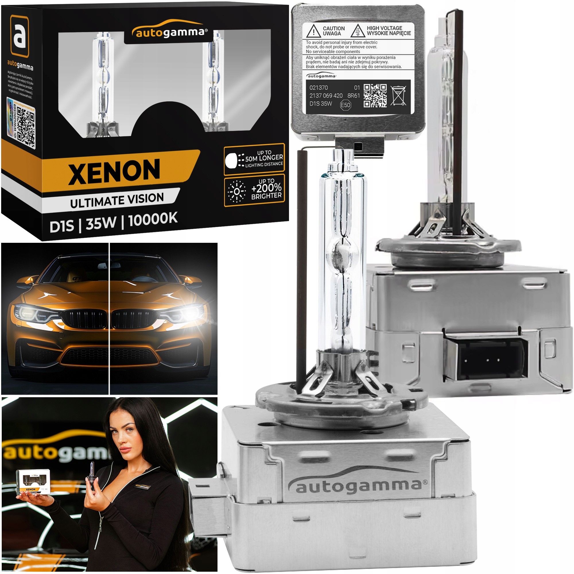 Żarniki Xenon Ksenon D1S 35W 10000K Homologacja Premium +100% Komplet