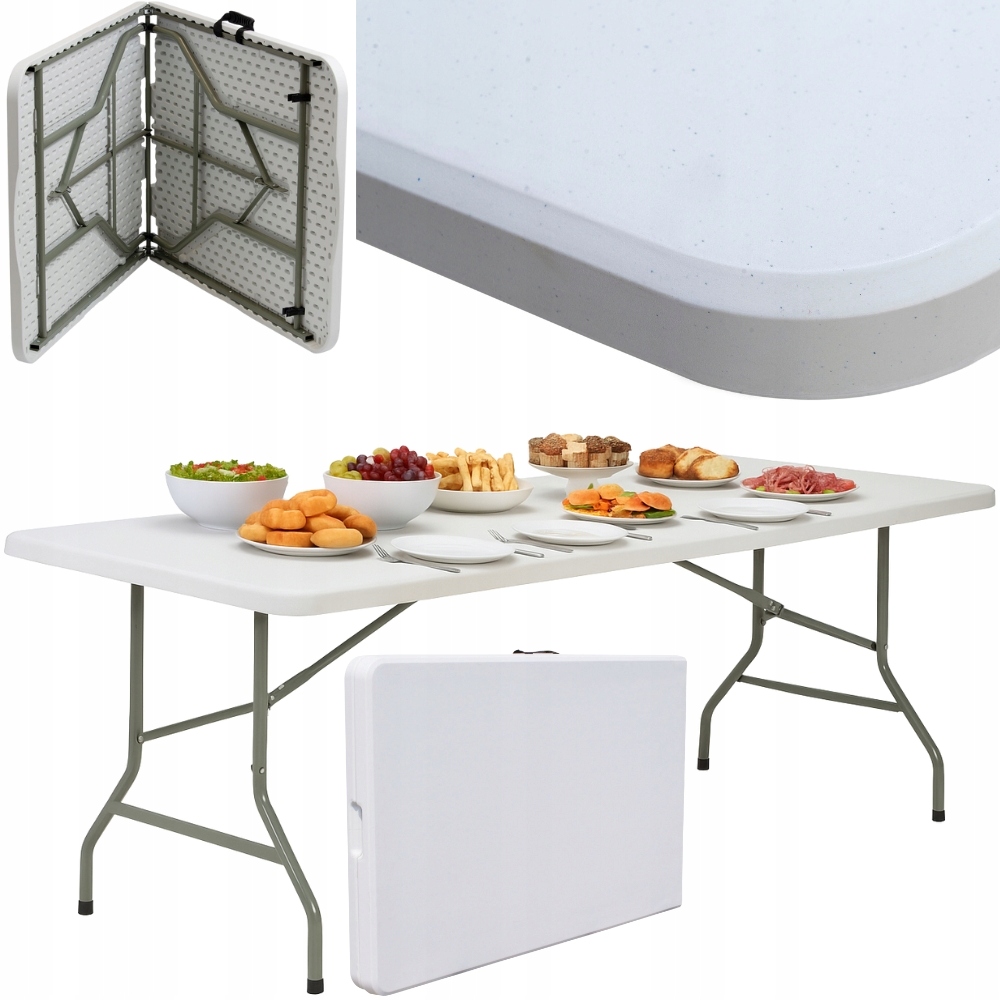 Skládací Zahradní Stůl Cateringový Rozkládací Banketový 200x90 cm kufr