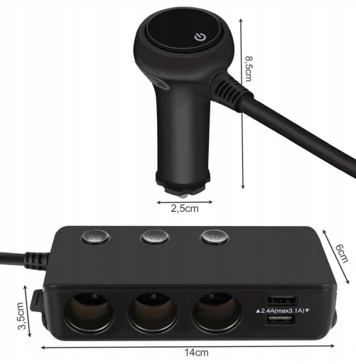 ROZDZIELACZ GNIAZDA ZAPALNICZKI 12-24V USB QC3.0 Producent inny