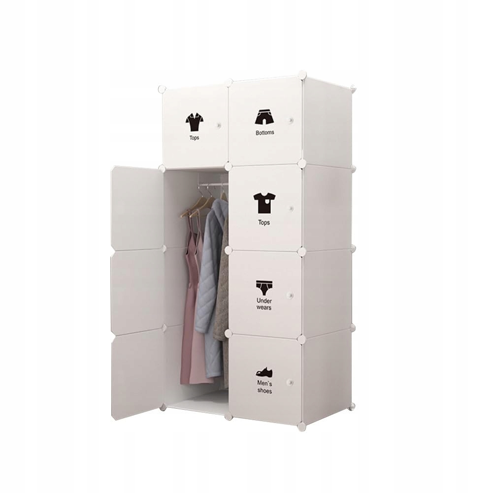 Přenosná šatní skříň na zavěšení oblečení, 8 dvířek 1 prostor pro zavěšení