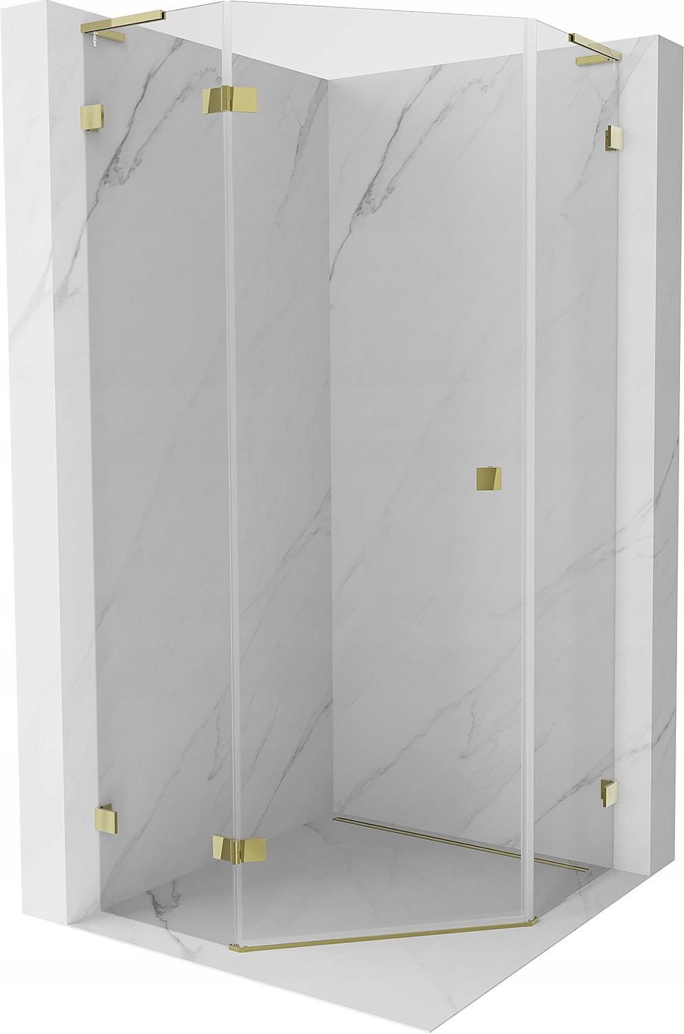 Mexen Lunar L Kabina Prysznicowa Uchylna Lewa 80X80 CM Transparent Złota