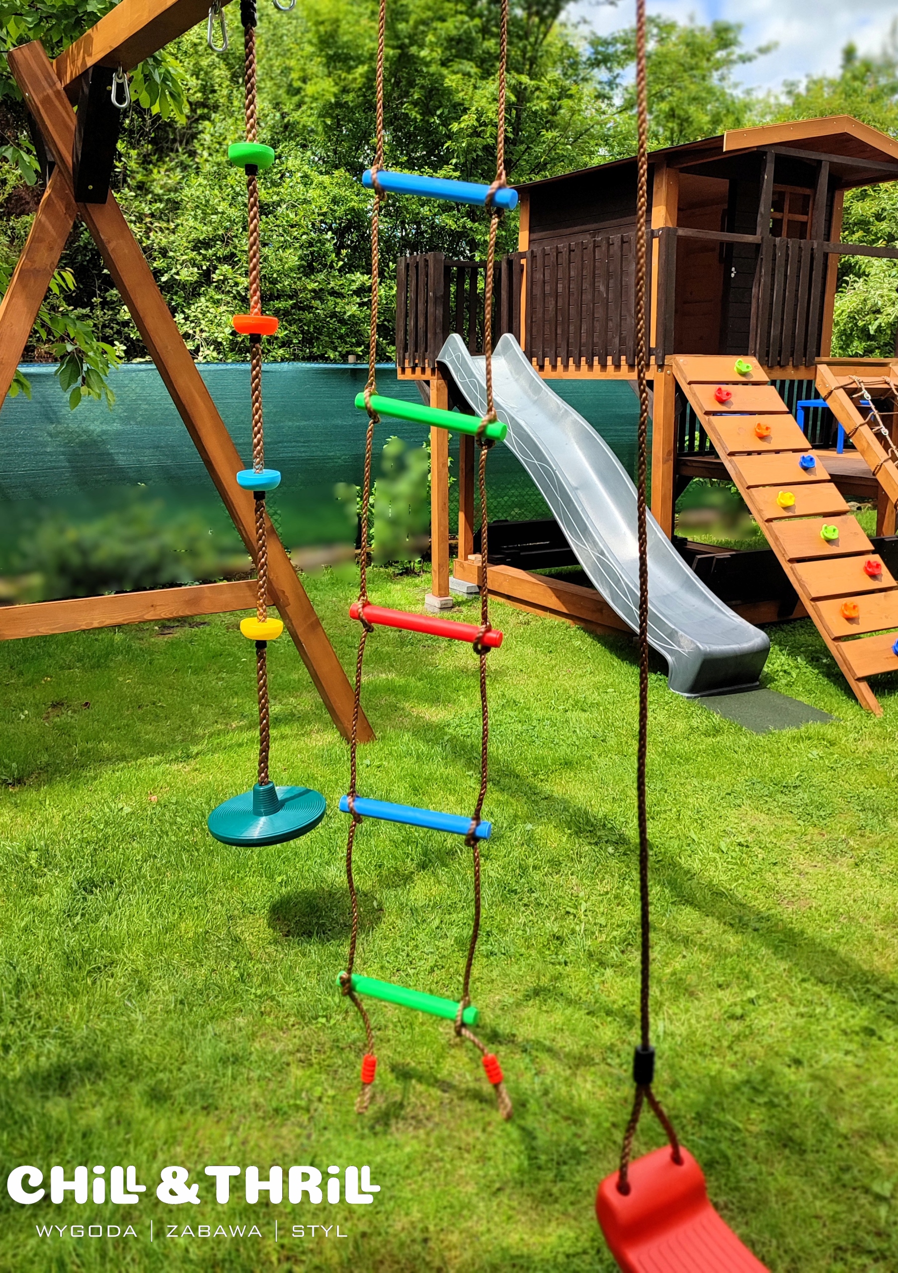 DRABINKA WSPINACZKOWA DLA DZIECI 230cm Plac Zabaw 6Stopni 60KG Chill&Thrill Złożony z Drabinki