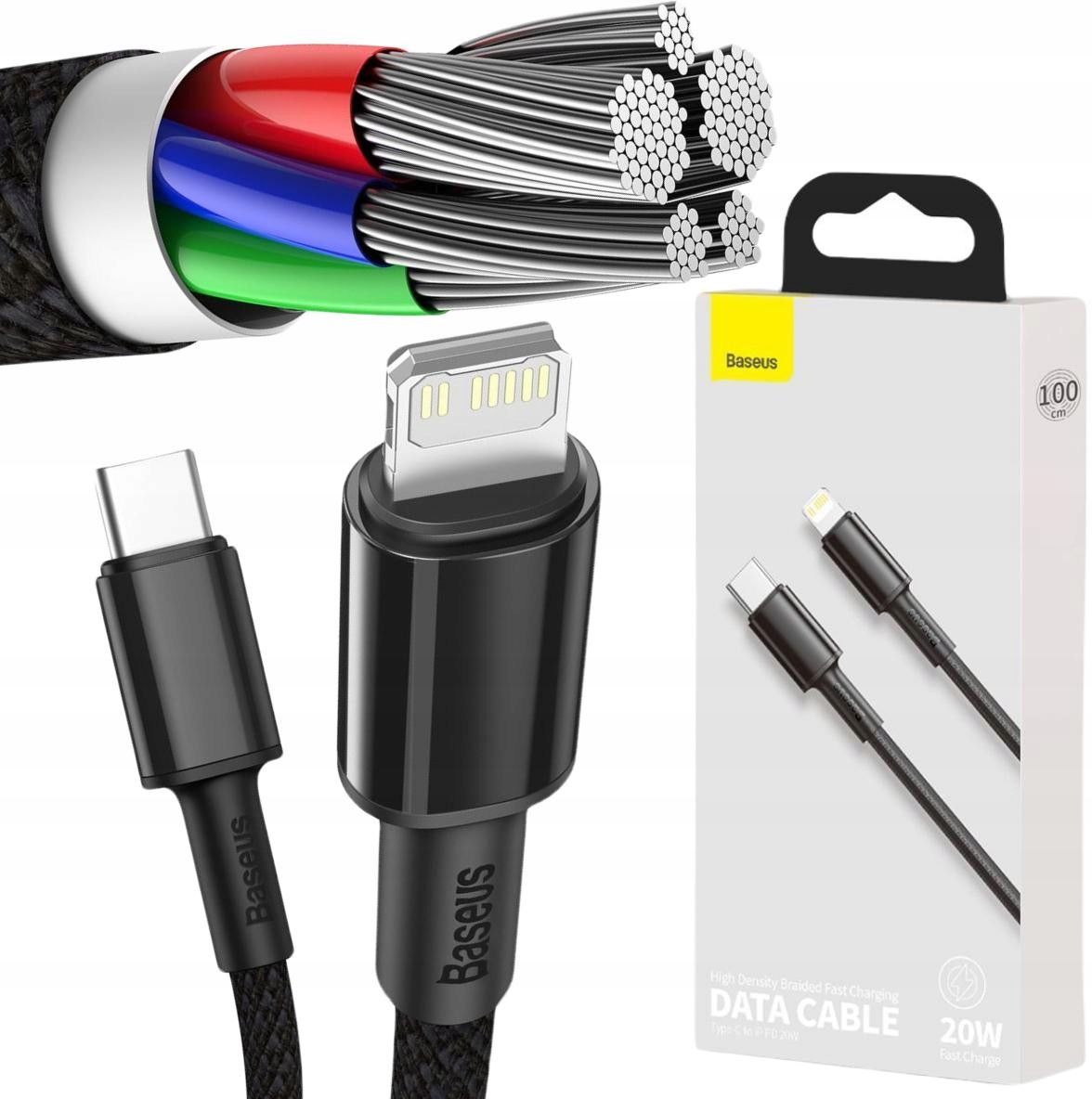 Kabel Usb-c Lightning iPhone Baseus Cafule CATLGD-01 1m 20W Pd Quick