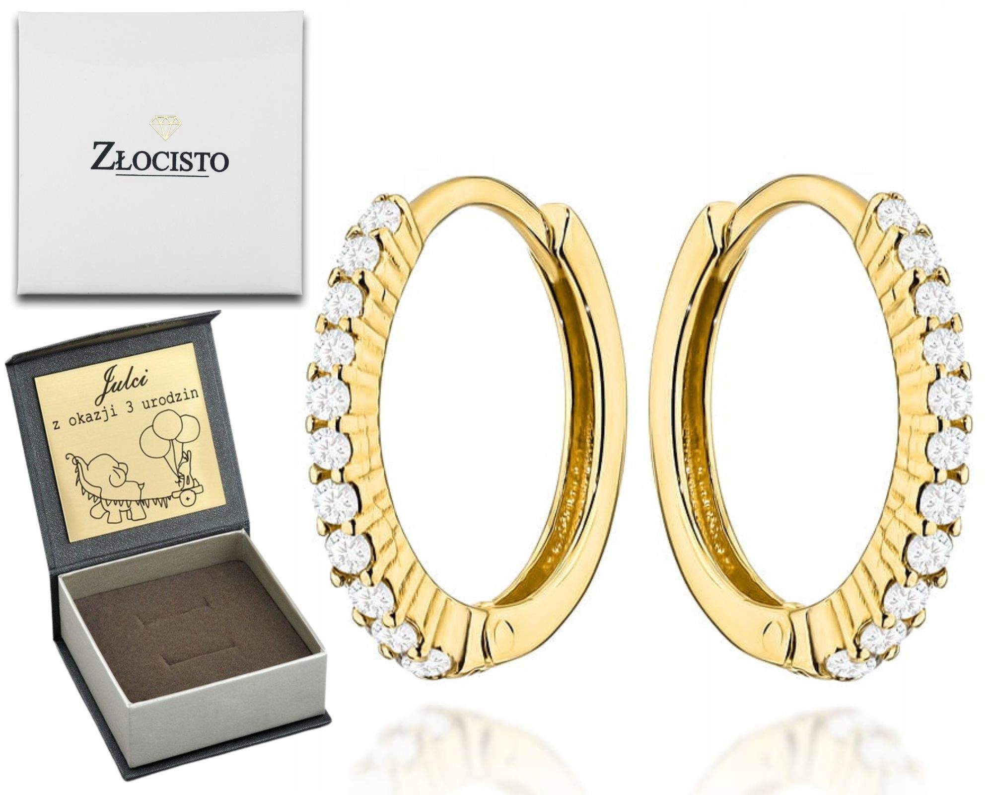 Zlaté Kruhové Náušnice 14MM 1,4CM Zirkony