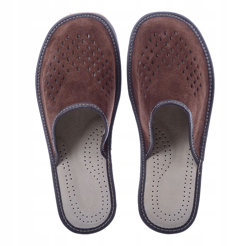 POLSKIE Pantofle Skórzane zakryte KAPCIE KLAPKI 40