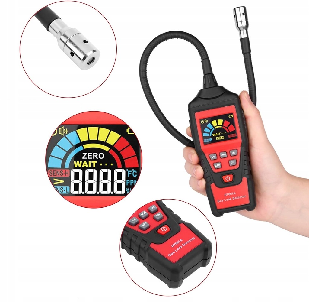 Detektor cyfrowy wycieku gazów gazu z alarmem Habotest HT601A Proban Butan Rodzaj Gazu