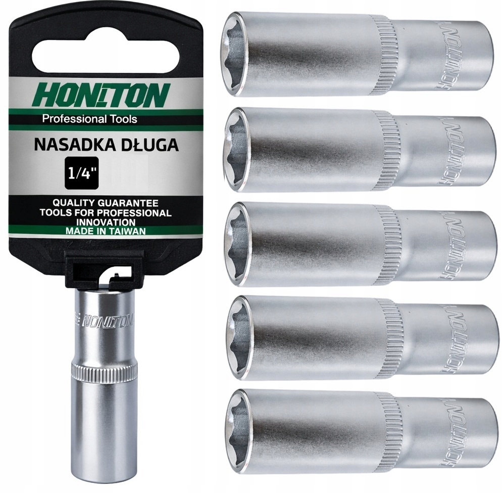 Honiton Nasadka 1/4" 8 mm Cr-V 6-kątna Długa 5 szt.