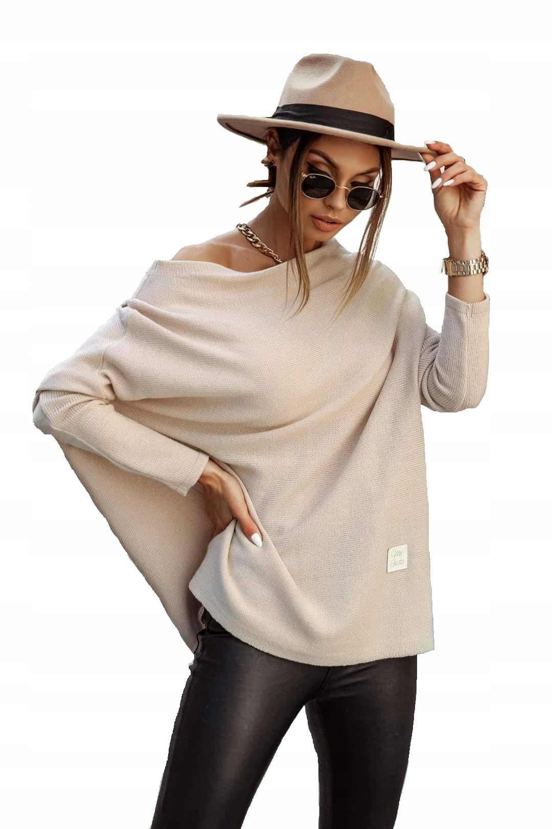 

Luźny sweter flamingo beżowy Me Gusta