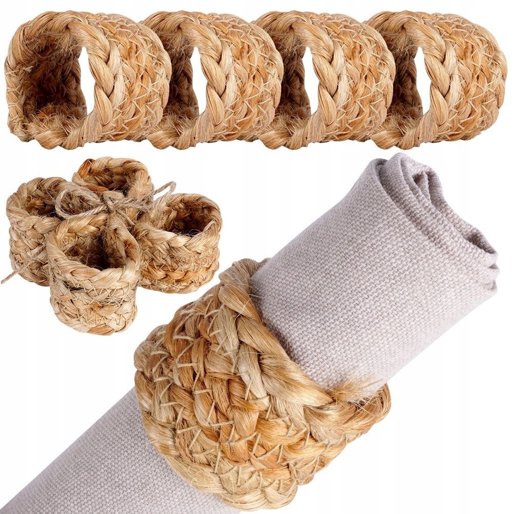 4x Obrączki PIERŚCIENIE ringi na serwetki JUTOWE boho naturalne serwetnik Długość (cm) 6