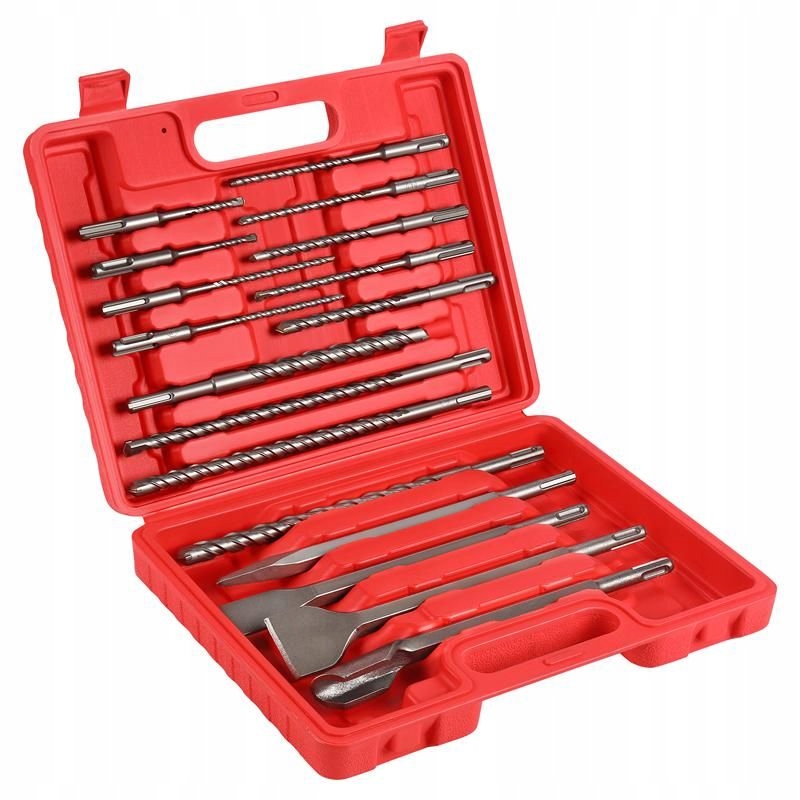 SET DI TRAPANI PER SCALPELLI PER CEMENTO ARMATO A PUNTA PIATTA 17pz SDS+ VALIGETTA SDS PLUS Marca Kraft&Dele