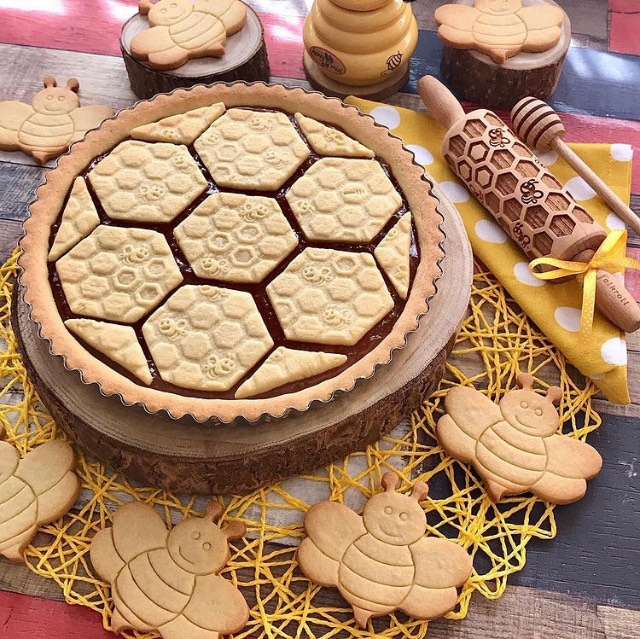 Wałek grawerowany wzór PLASTER MIODU, junior Marka Folkroll