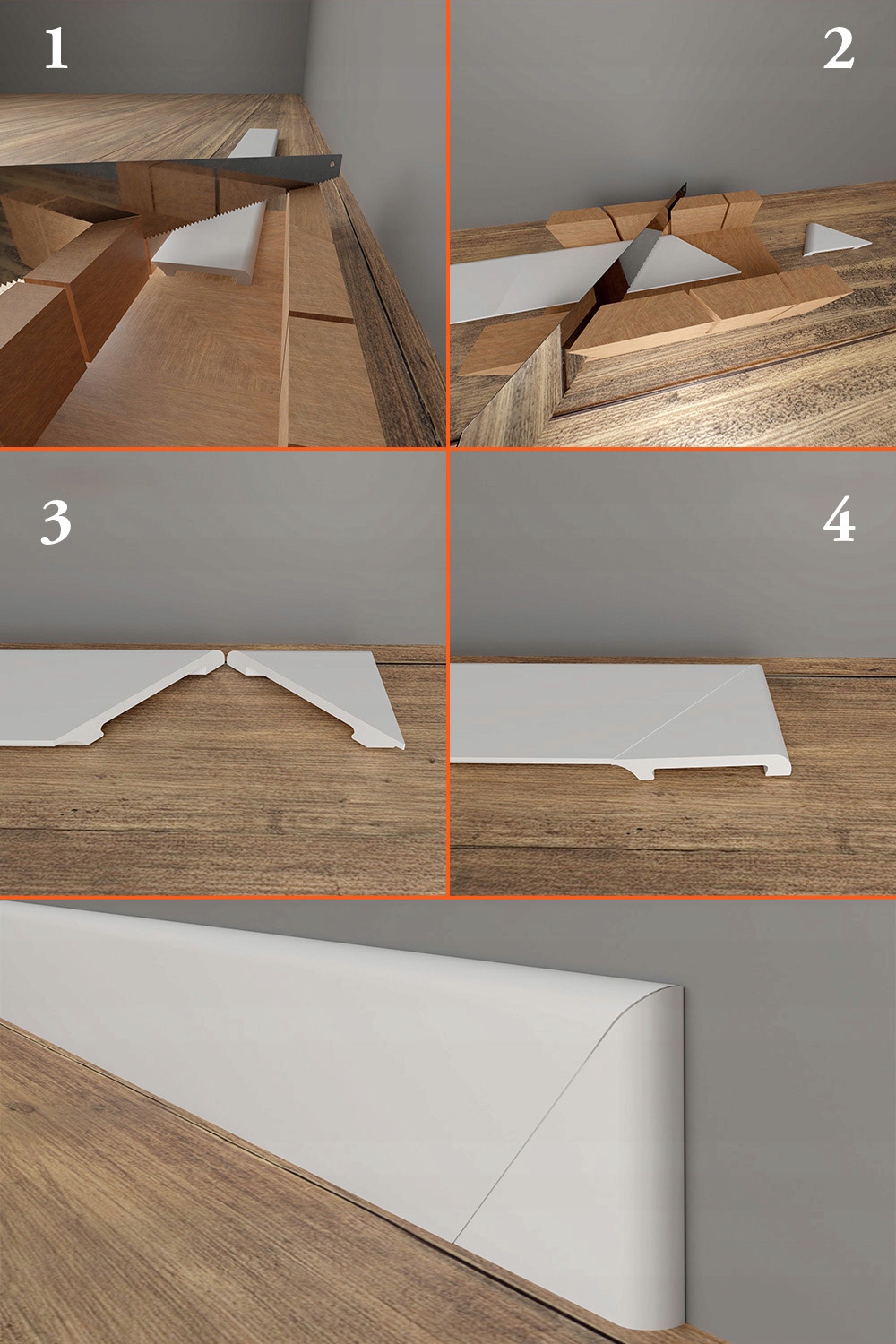 Listwa Przypodłogowa biała LCL-01 7,5cm Poliuretan Materiał inny