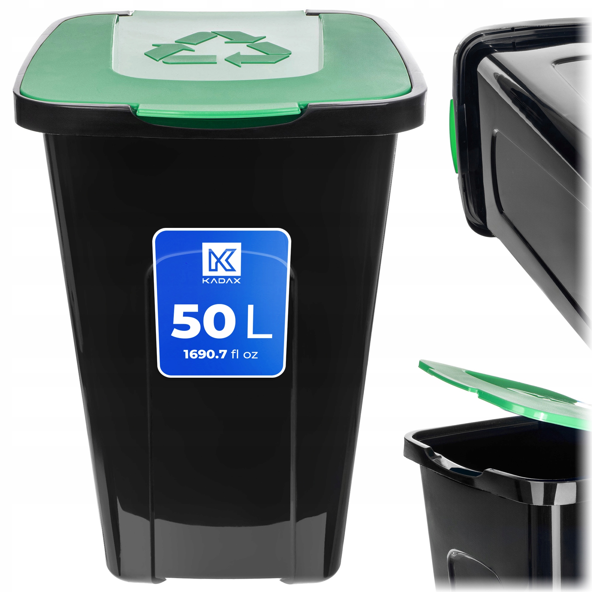 Levně Odpadkový Koš Nádoba Na Tříděný Odpad 50L Zelená Sklo