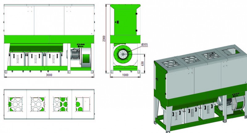 Odsávač Pilin Viber Průmyslový pohlcovač 11300 odsávání třísek wiur třísek