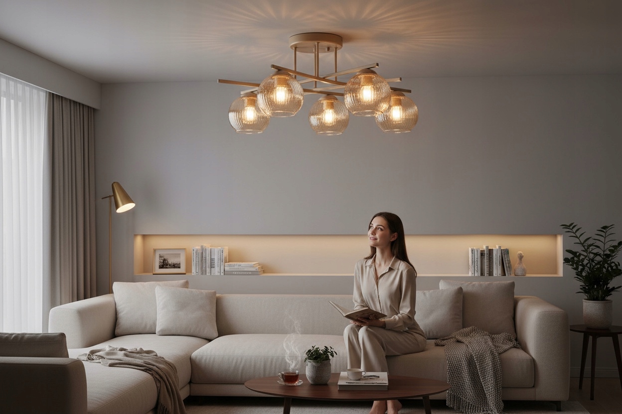 Euro-Lamp Stropná lampa Nexus 5 Kašmír Zlaté pruhované tienidlá Výrobca