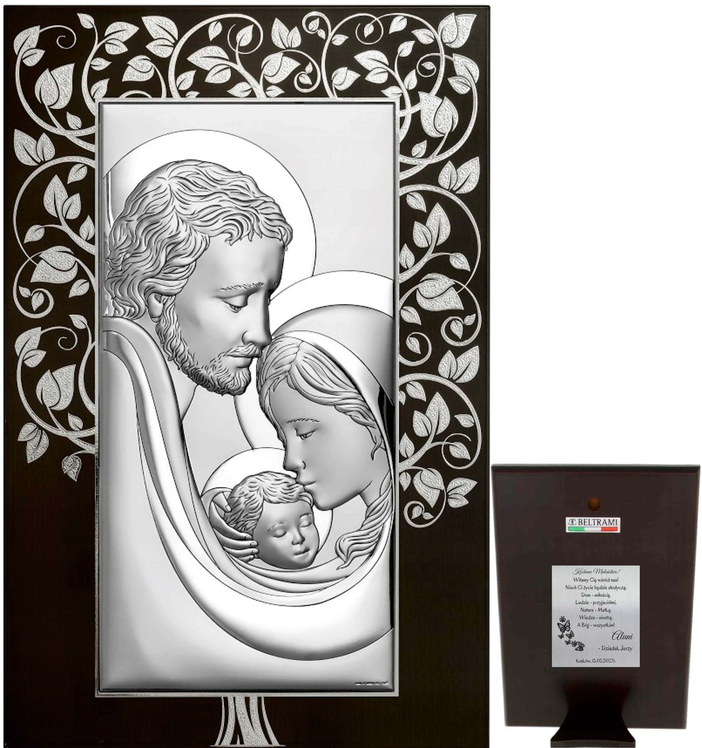 Stříbrný Obrázek XXL Svatá Rodina Suvenýr Gravírování