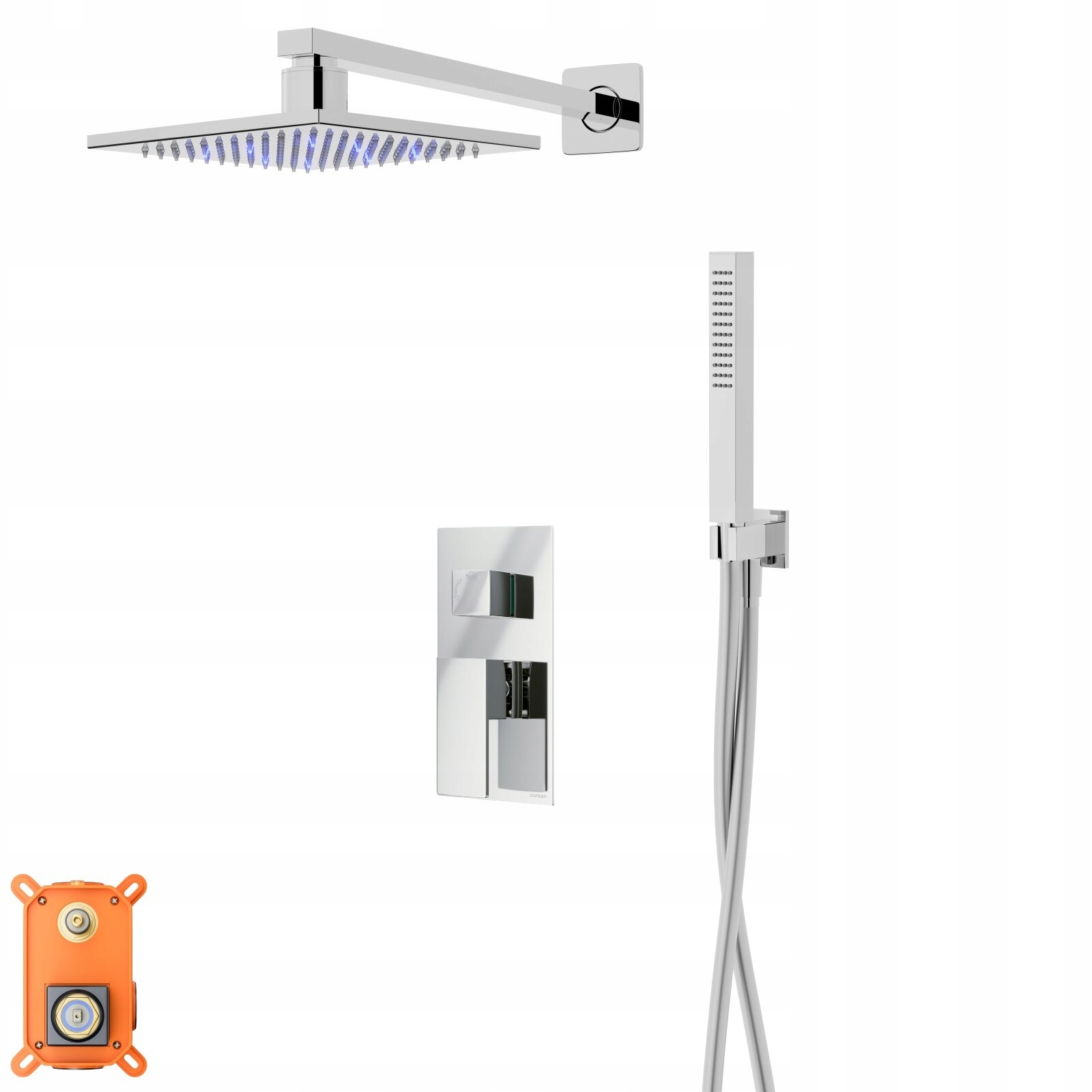 Sprchový set Corsan Ango chróm Led batéria a slúchadlo