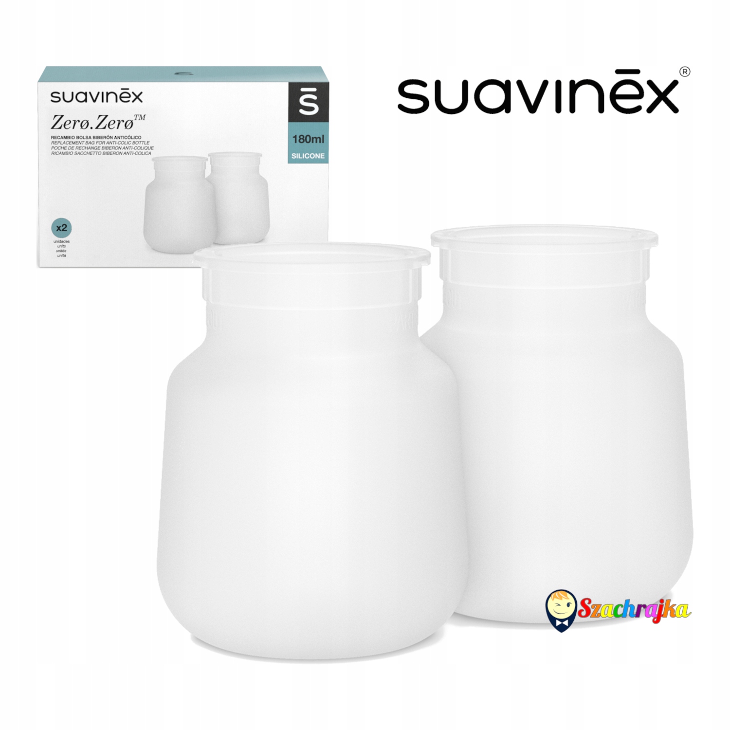 Suavinex Torebka silikonowa do butelki Zero Zero 180 ml woreczek 2 szt Wyrób medyczny nie