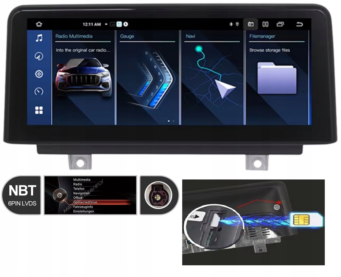 Radio Nawigacja Ekran Android Bmw 3 4 F30 F31 F32 F33 F34 F36 Nbt 8/256GB