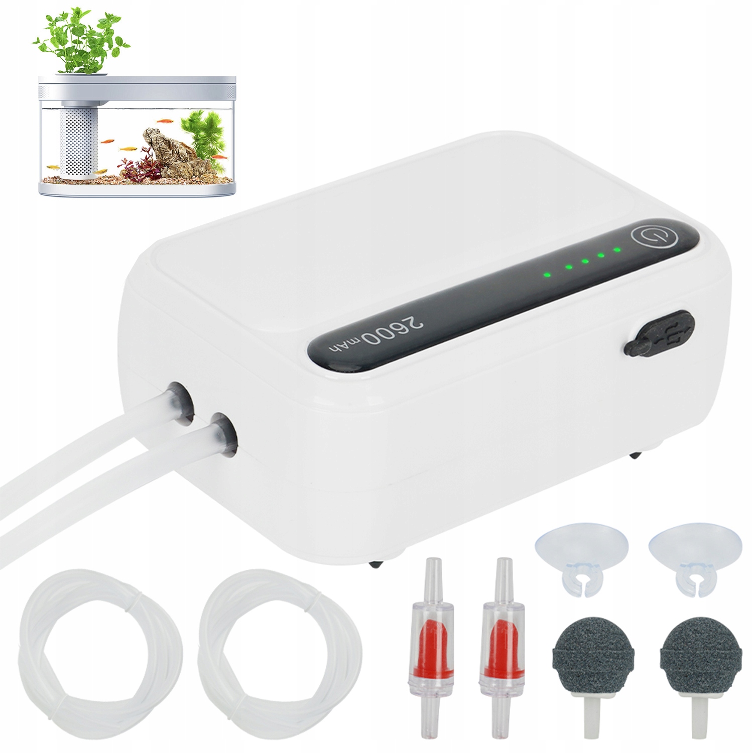 Levně Tichý Provzdušňovač Do Akvária 3W Kámen Zpětný Ventil