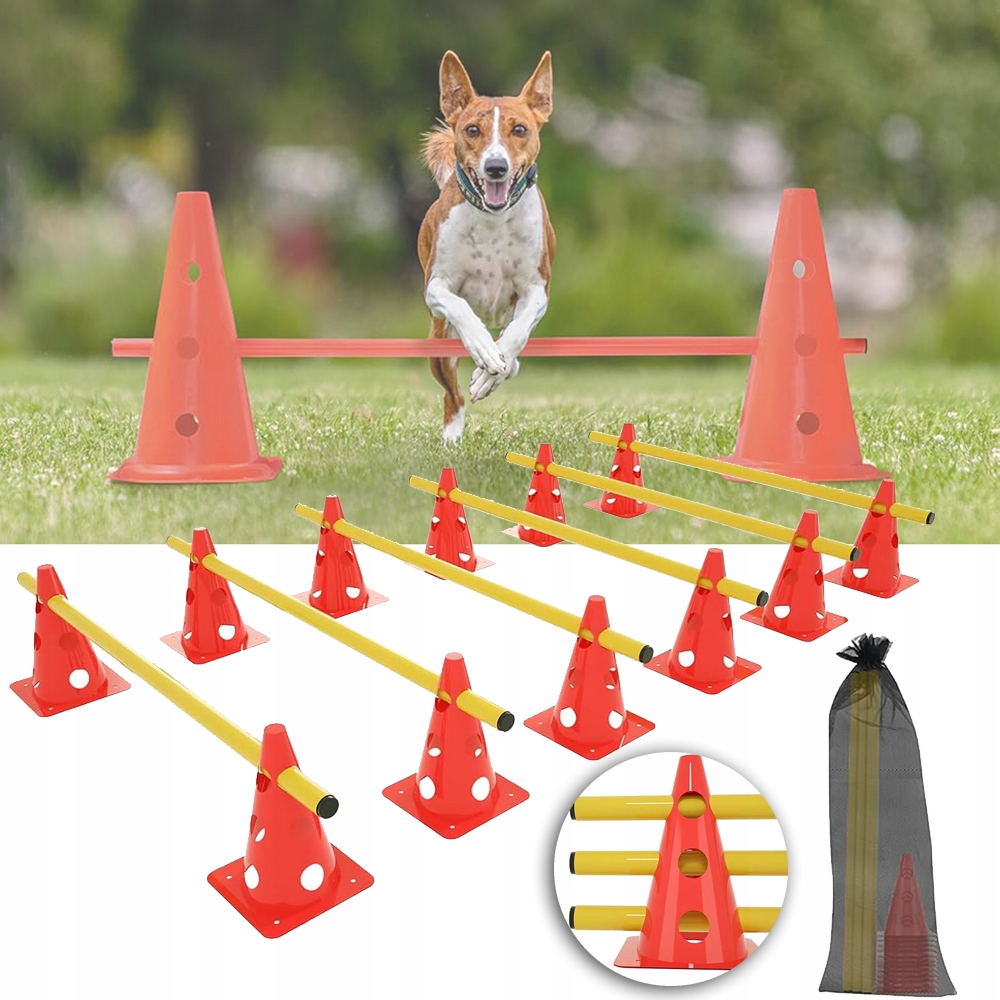 Sada 6 Sportovních Plotů 12 Kuželů 6 Tyčí Agility, Zásuvný Plot