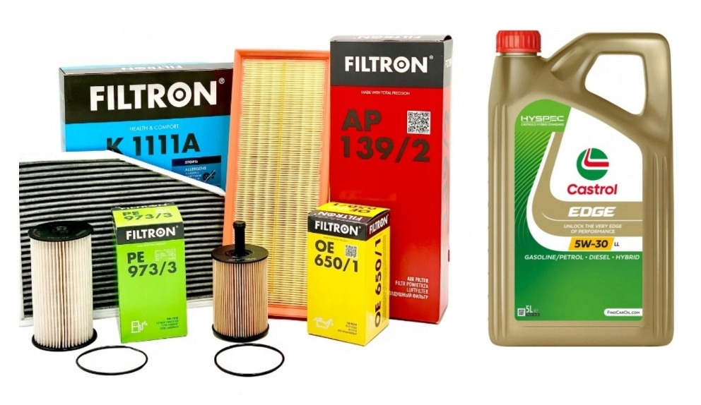 Sada Filtrů Filtron Vag 2.0 1.9 Tdi 2004 -> Olej Castrol Edge 5V30 5L