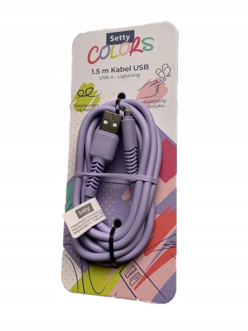 Kabel Setty Usb Apple Lightning 1,5 m fioletowy