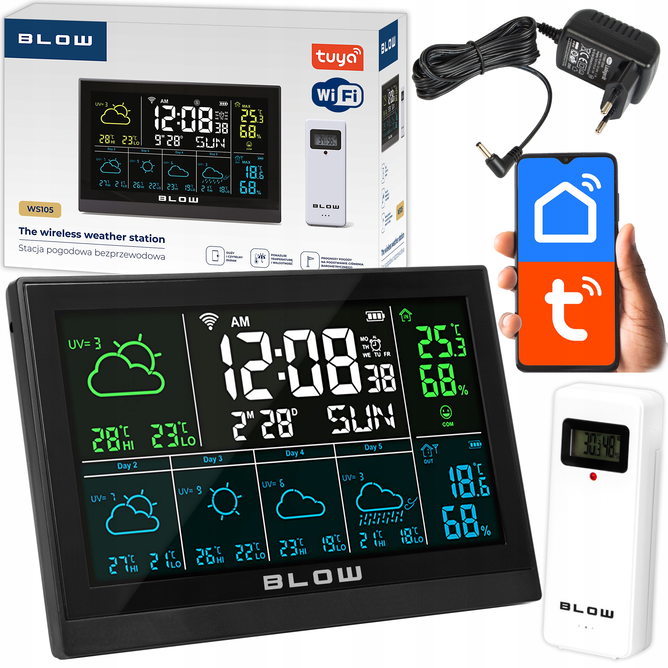 Bezdrátová Meteorologická Stanice Wifi Tuya Teploměr, Vlhkoměr