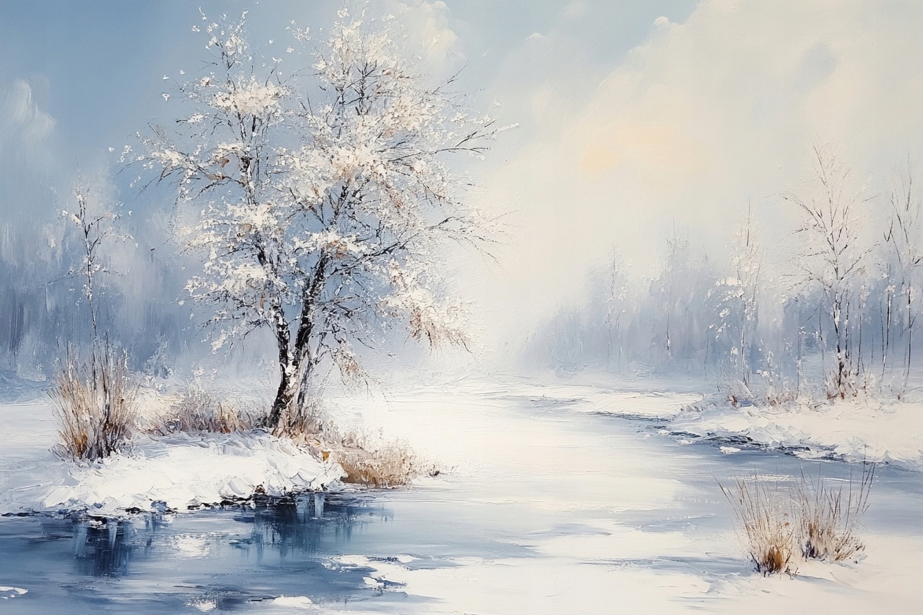 Obraz Na Plátně Canvas Krajina Strom Řeka Zima Sníh Led 120x80