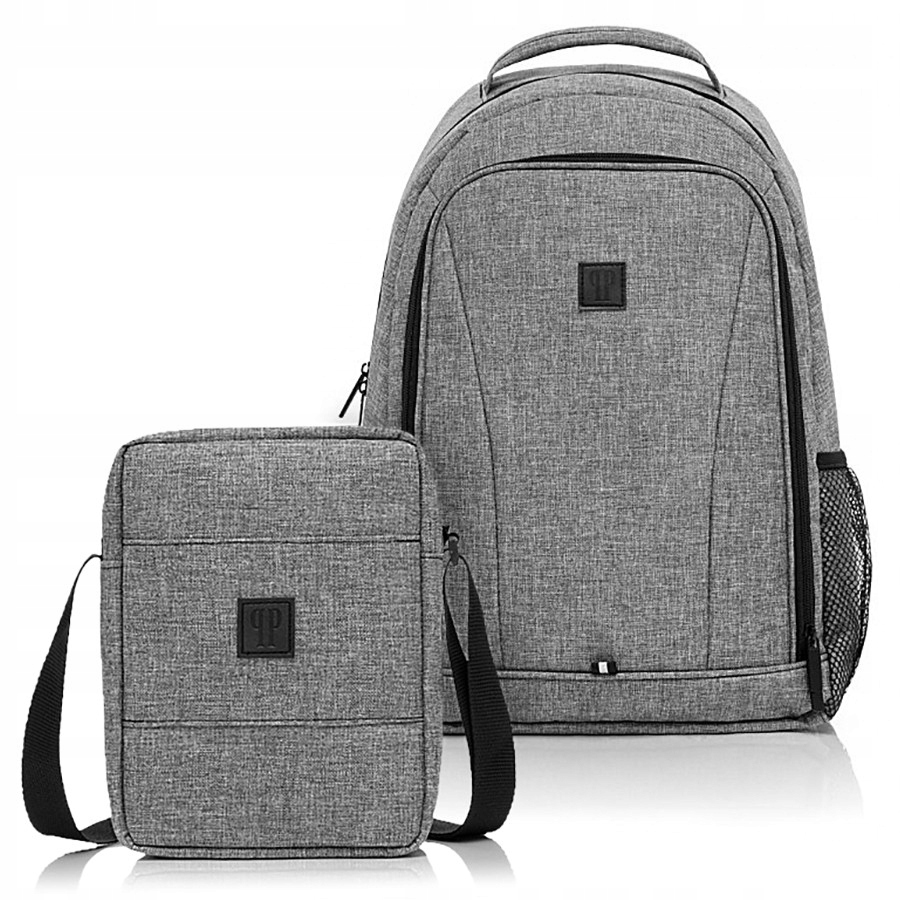 Szary zestaw 2w1 plecak i mała torebka na ramię